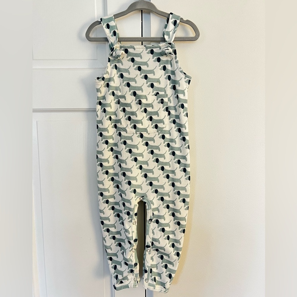 Kate Quinn 18-24m tie overall pocket jumpsuit - 70s blue puppies